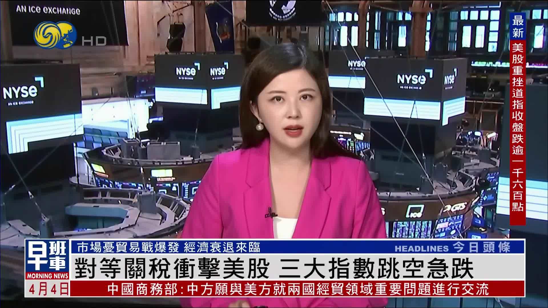 对等关税冲击美股 三大指数跳空急跌