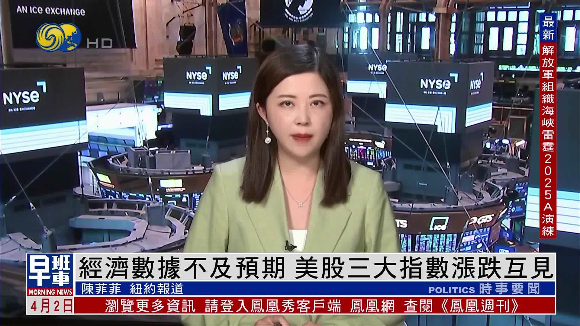 经济数据不及预期 美股三大指数涨跌互见