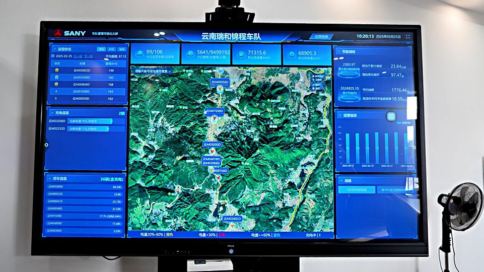 图二：车队管理可视化大屏（3月25日 摄）。杨荣辉 摄