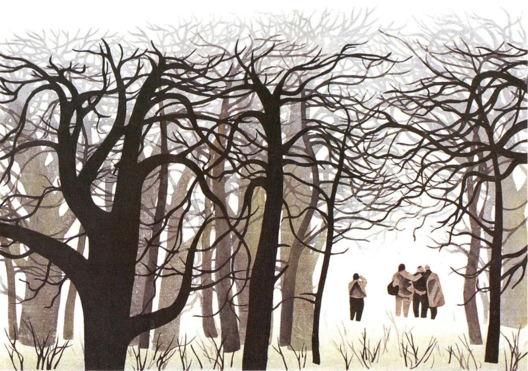梁士夫《晨雾》版画1987