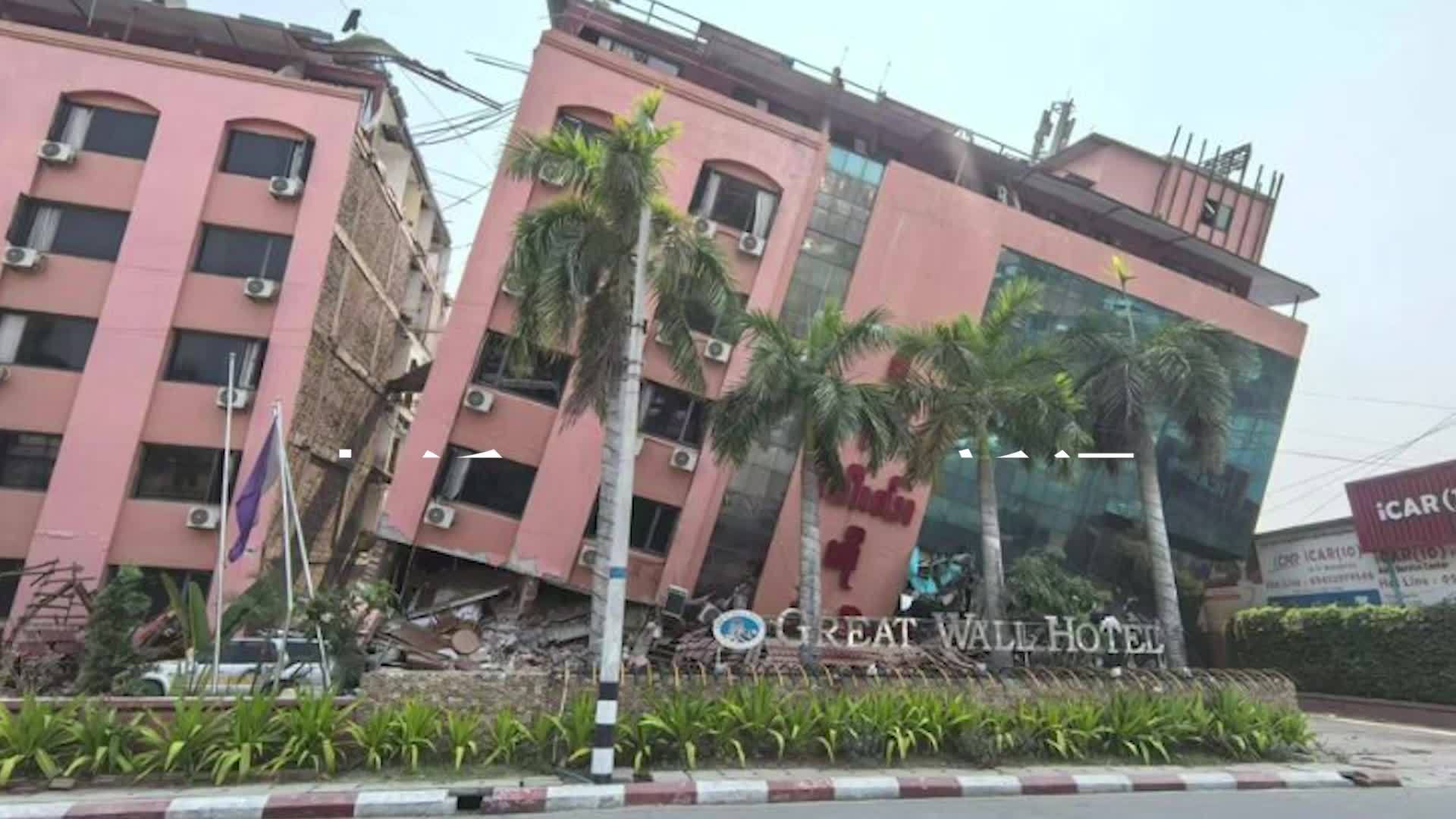 缅甸一华人经营酒店底部两层垮塌，有被困孕妇与丈夫隔墙对话称尚且安全