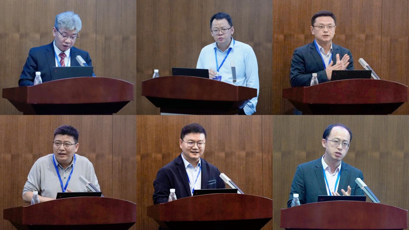 左上至右下：主旨演讲主持人华南理工大学公共管理学院院长李胜会，华南理工大学公共管理学院教授文宏，武汉大学政治与公共管理学院副院长容志，暨南大学公共管理学院教授颜昌武，电子科技大学公共管理学院教授张会平，上海交通大学国际与公共事务学院长聘副教授贾开。