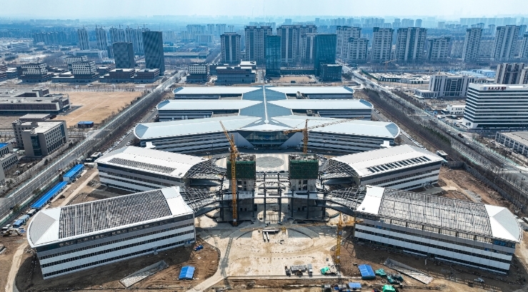 长春新区航天信息产业园项目四栋裙楼结构施工全部完成