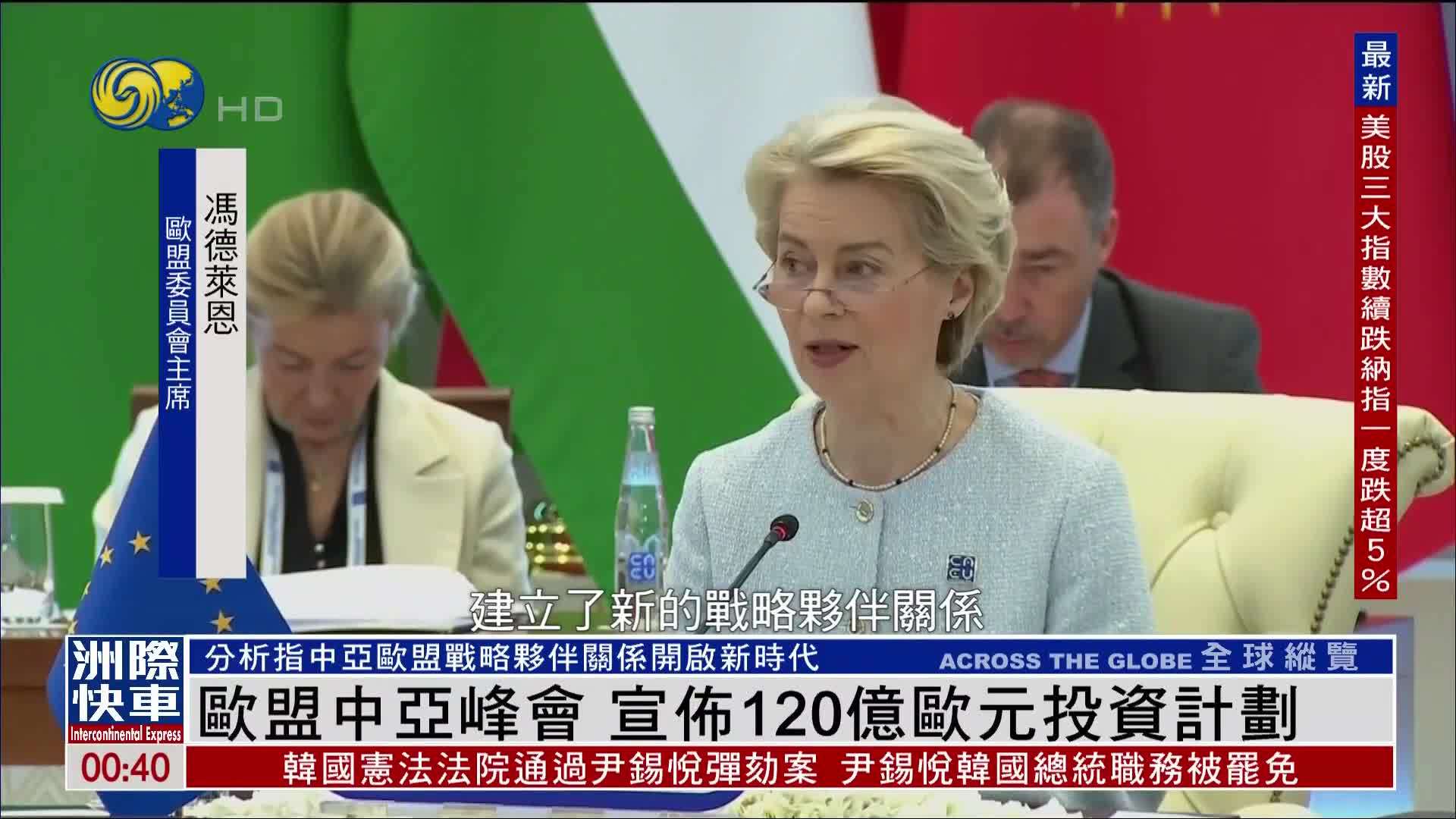 欧盟中亚峰会 宣布120亿欧元投资计划