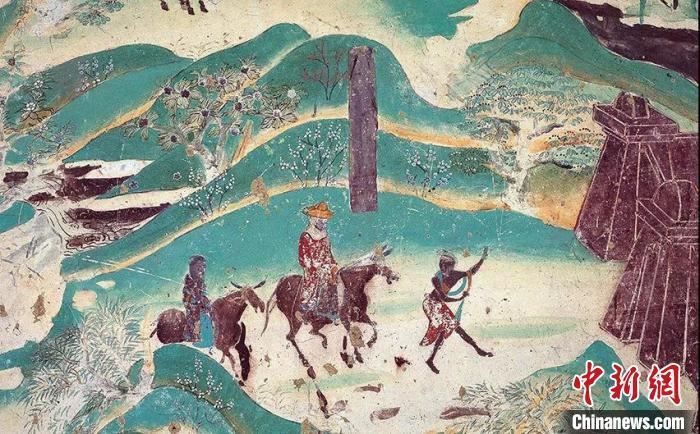 图为敦煌莫高窟第217窟“春山踏青”（盛唐）　（敦煌研究院供图）