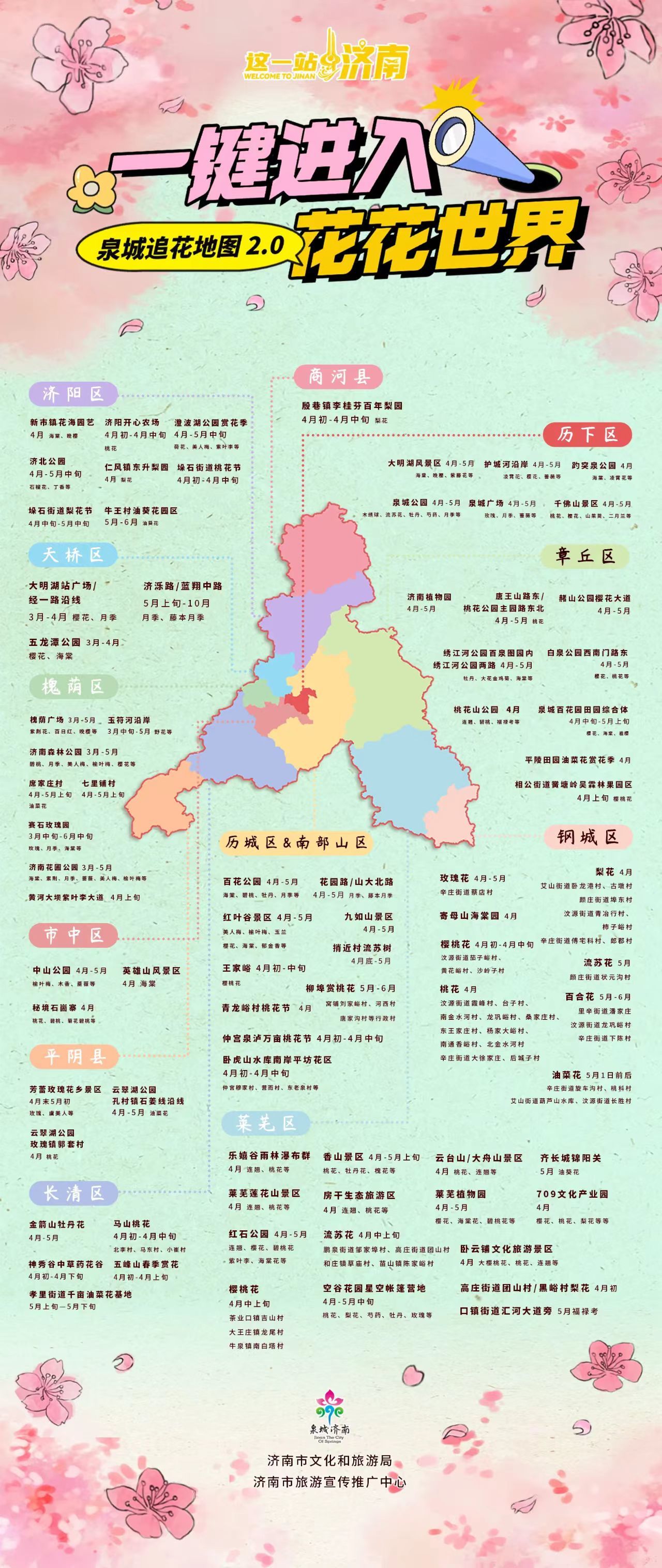 济南市文旅局推出的春日赏花地图，图片来源济南市文化和旅游局