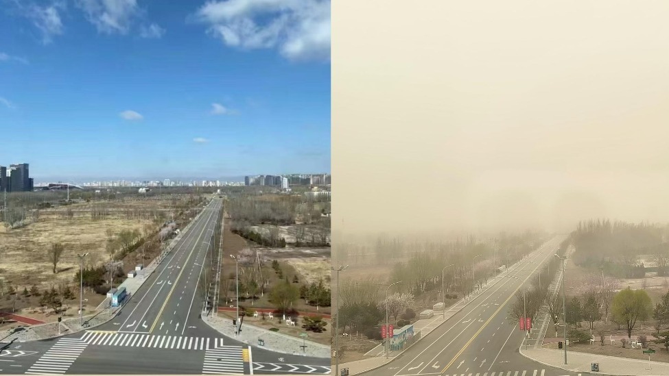 内蒙古多地现沙尘暴天气,有包头市民拍下风沙来袭:跟两年前同天同角度照片对比强烈_凤凰网