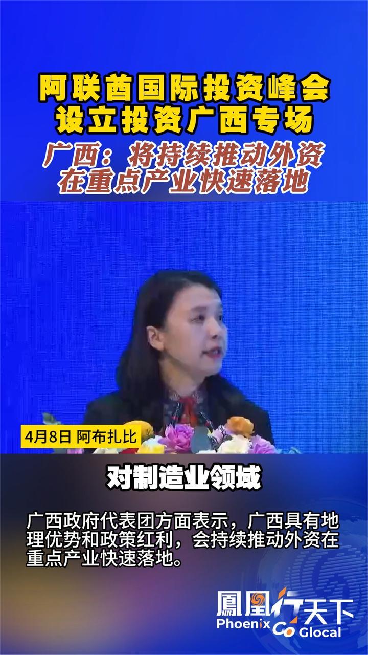 阿联酋国际投资峰会 广西：将持续推动外资在重点产业快速落地