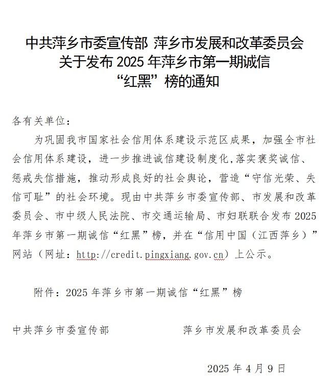 萍乡最新“红黑”榜公布!博昌国际家具城等上黑榜