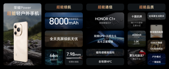 荣耀Power发布:8000mAh大电池+7.98mm厚度,1999元起