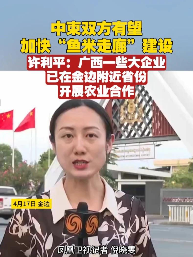中柬双方有望加快“鱼米走廊”建设，许利平：广西一些大企业已在金边附近省份开展农业合作#中国 #柬埔寨 #外交