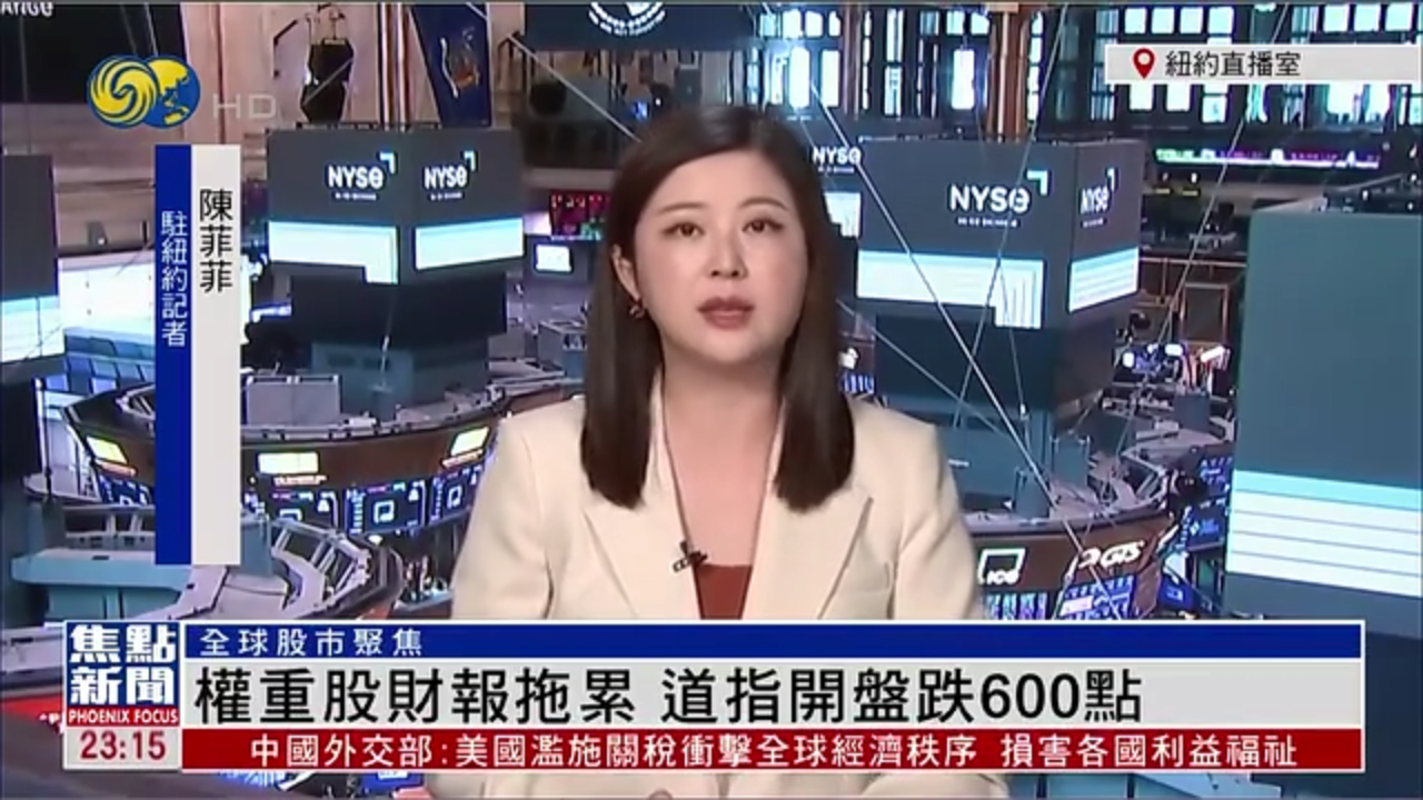 记者连线｜权重股财报拖累 道指开盘跌600点