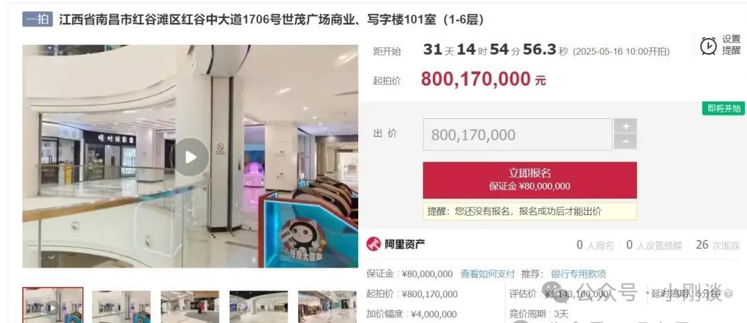 具体拍卖信息和房屋权属状况为：江西省南昌市红谷滩区红谷中大道1706号世茂广场商业、写字”楼101室（1-6层）