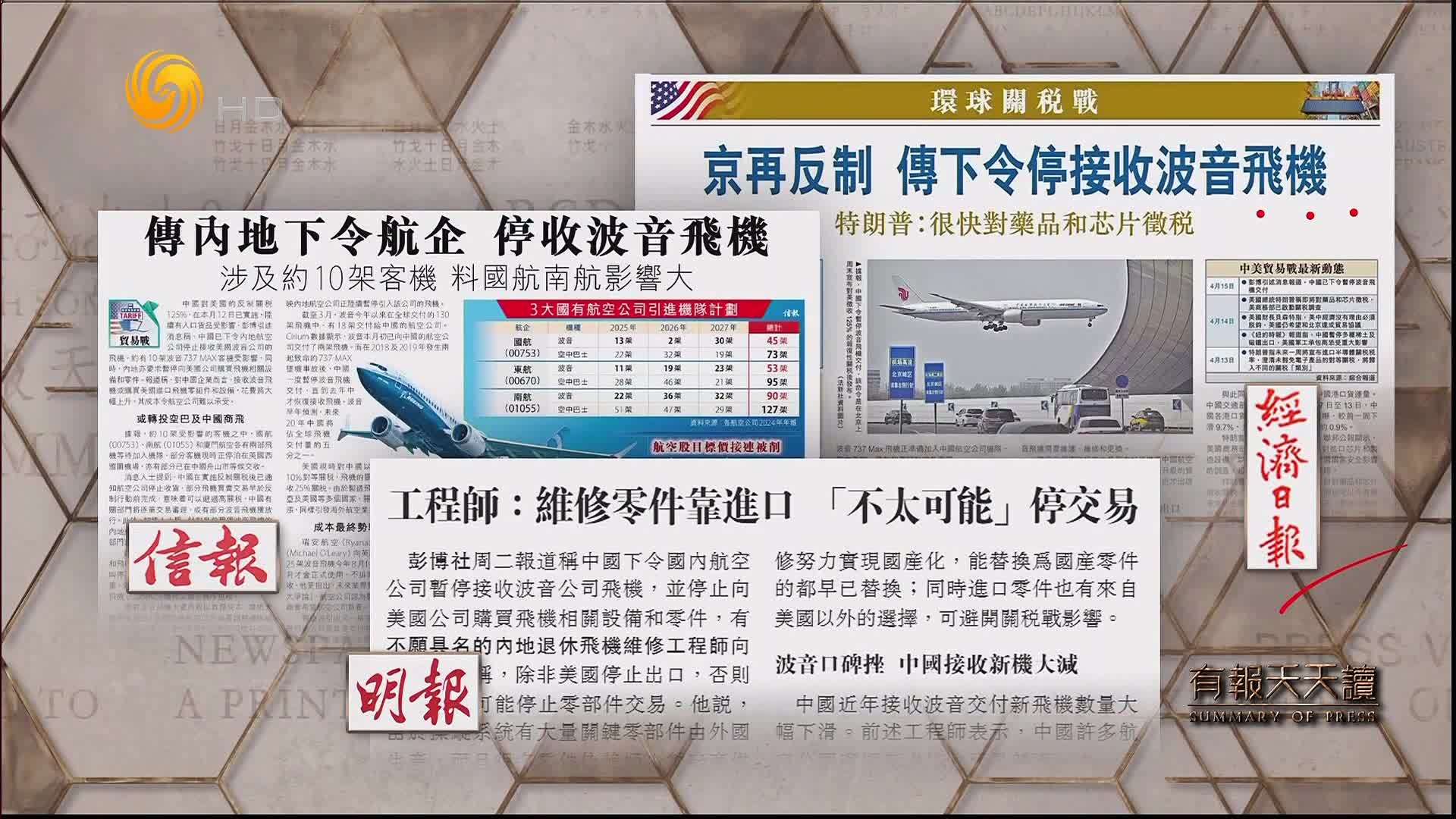 经济日报：京再反制  传下令停接收波音飞机
