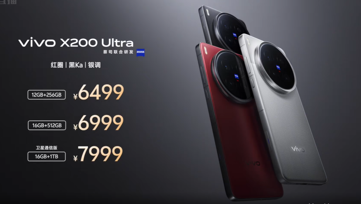 vivo X200 Ultra发布：蔡司三大定焦大师镜头+全大底传感器，6499元起