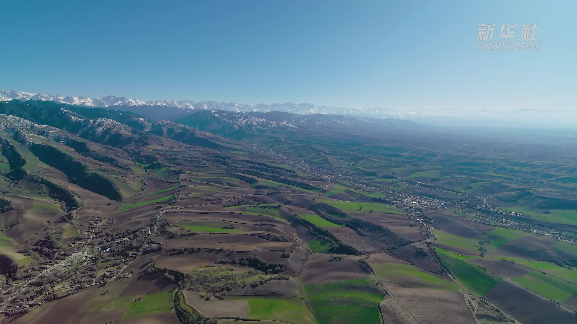 瞰中国｜新疆昌吉：天山雪峰映春播