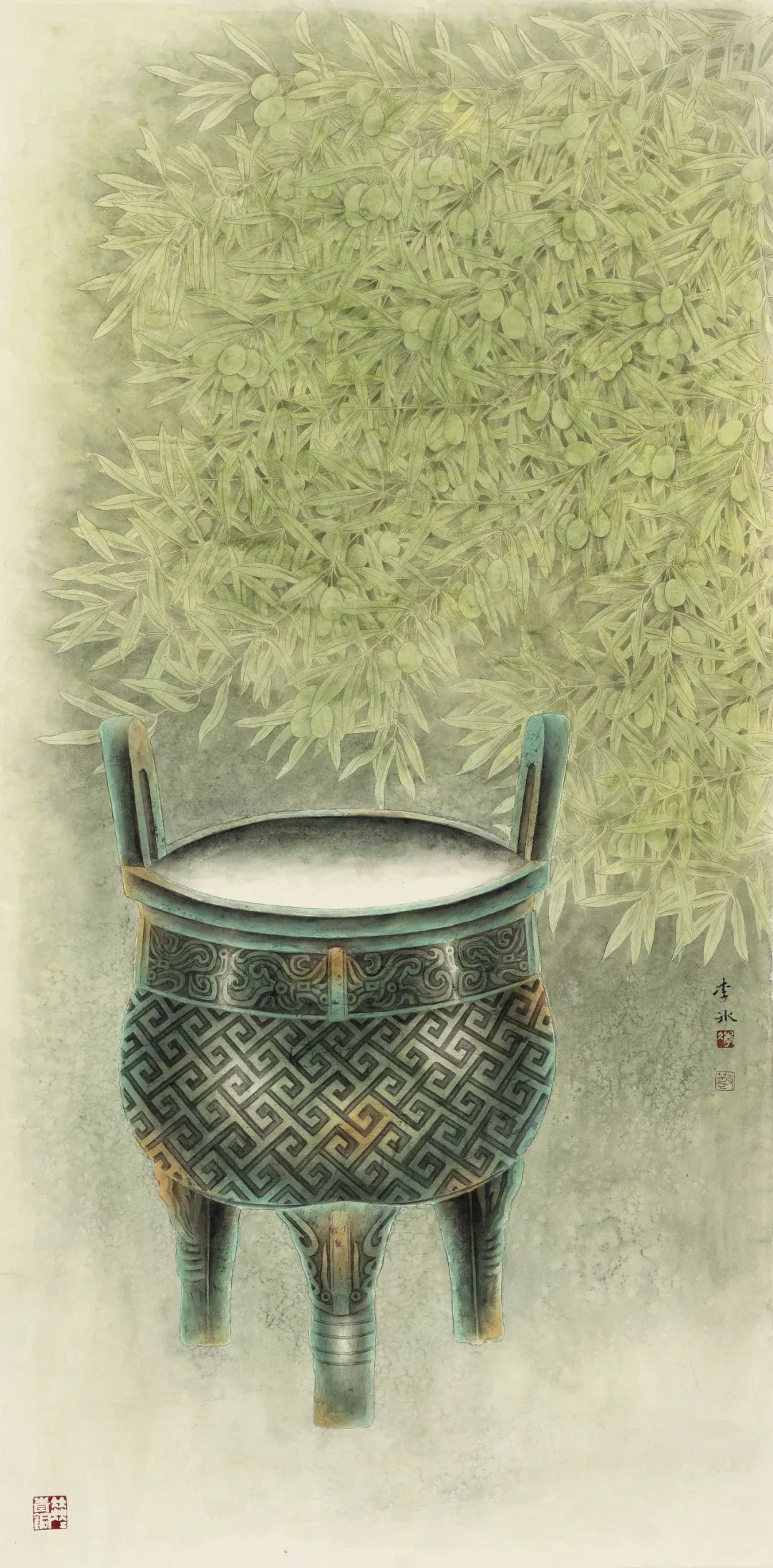 △李冰《宝鼎辉映橄榄情》