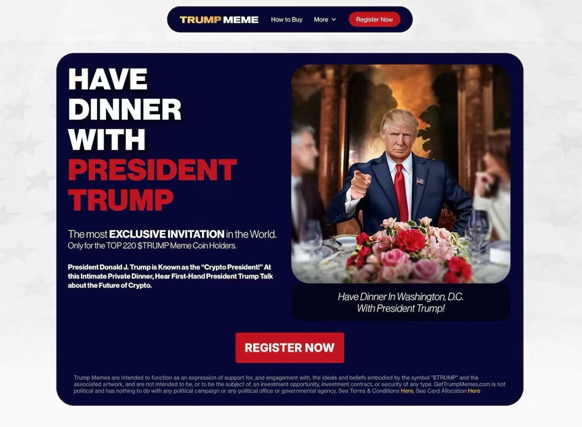 特朗普币”运营方高调宣传“持仓量高者可与特朗普共进晚餐”，民主党人痛批_凤凰网