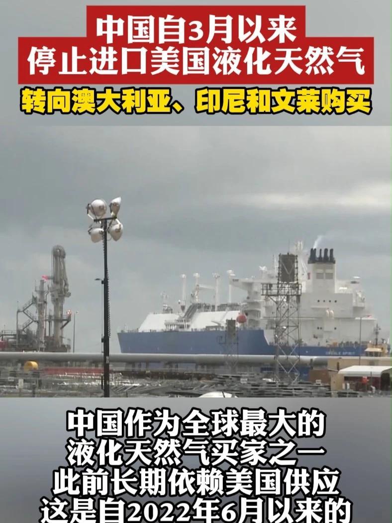 中国自3月以来停止进口美国液化天然气转向澳大利亚、印尼和文莱购买#天然气#美国