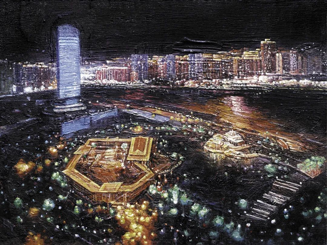 △冯建华《这城市华灯初上》（武都江南公园夜景）