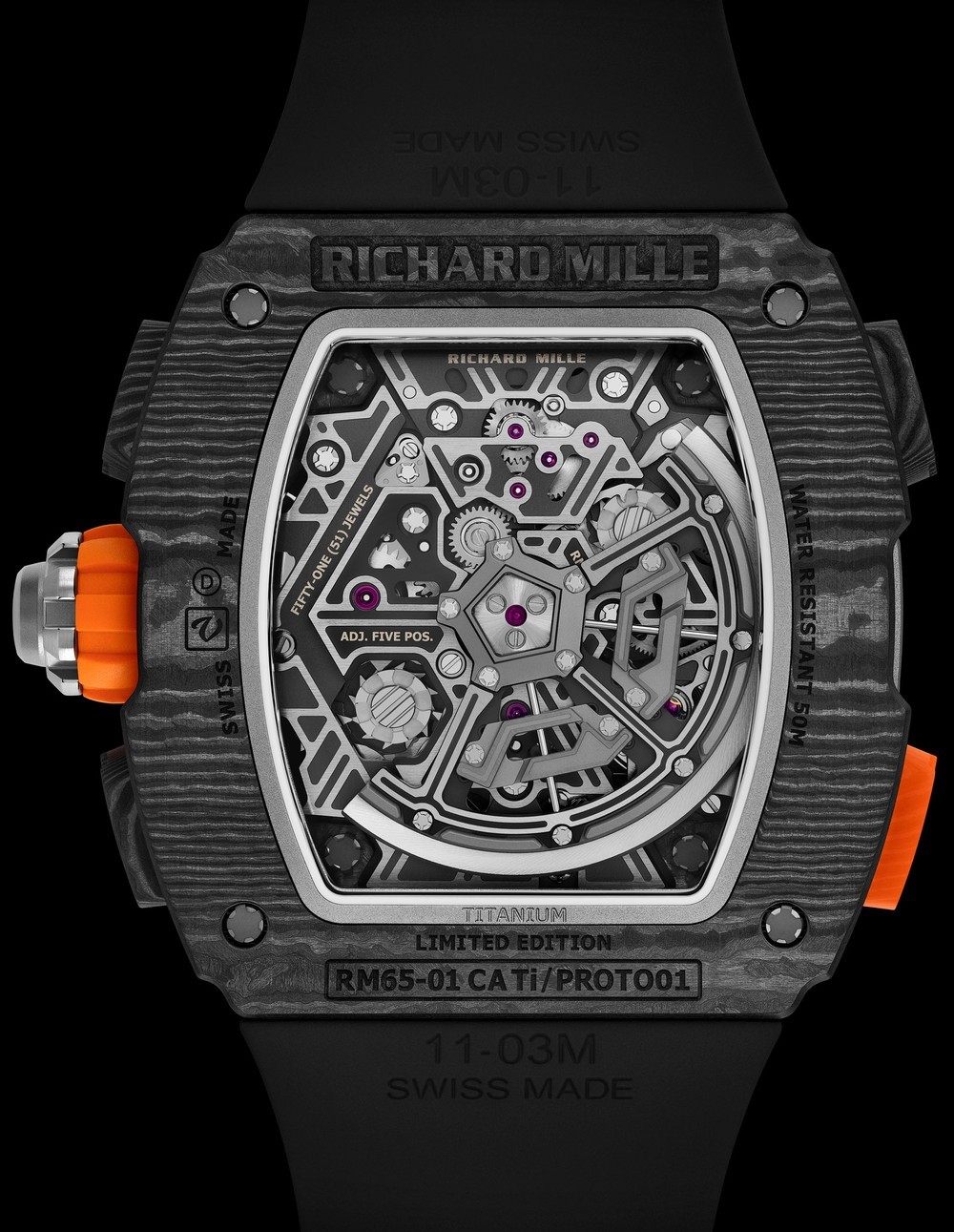 RMAC4机芯配备RICHARD MILLE工程师开发的新一代双秒追针机制
