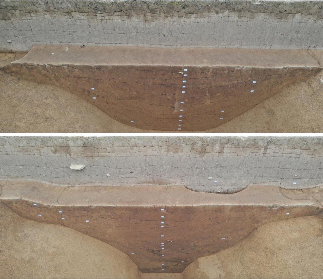 寺洼遗址南段东侧“围壕”解剖沟西壁剖面　新华社照片