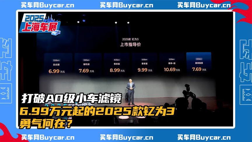 打破A0级小车滤镜，6.99万元起的2025款钇为3勇气何在？