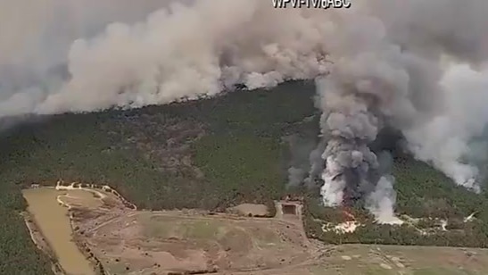 美国新泽西州山火剧烈燃烧