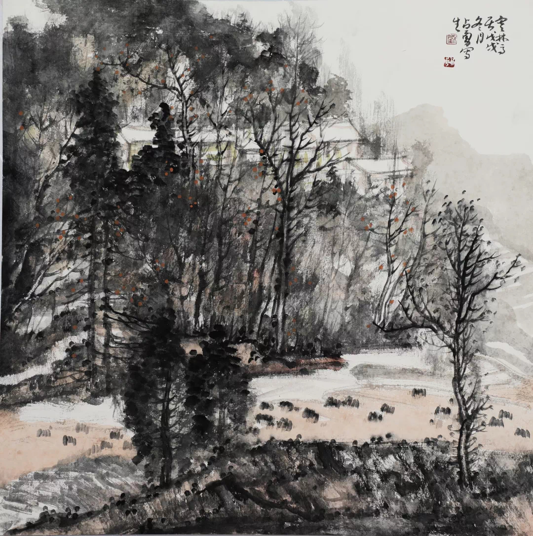 △刘占勇《空投坪雪意图》