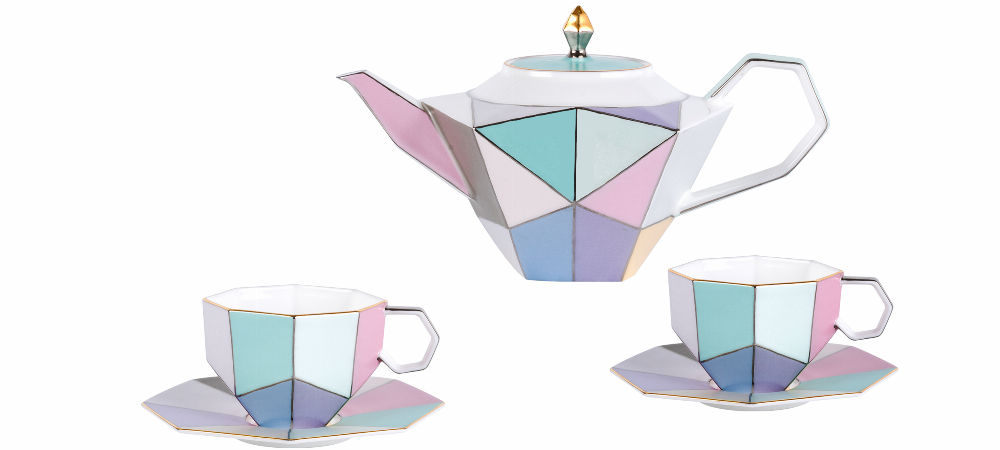 水晶石茶具套装（一壶两杯碟茶具）