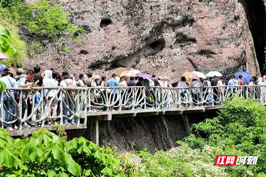 5月2日,崀山景区迎来游客接待高峰,当天共接待游客8.05万人次,较去年同期增长了92.98%。