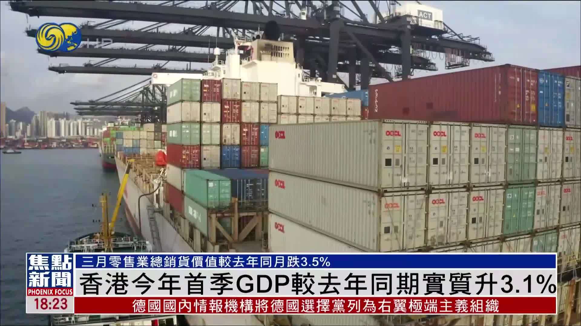 香港2025年首季GDP较2024年同期实质升3.1%