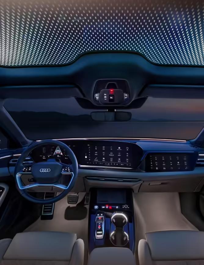 一汽奥迪A5L内饰公布:智能全景天幕,曲面OLED显示屏