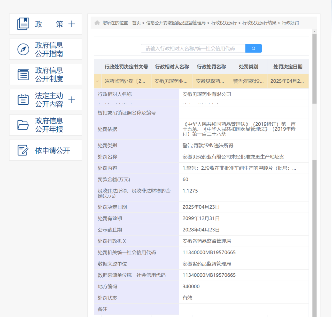 擅自变更生产地址等，亳州一药企被罚没超61万