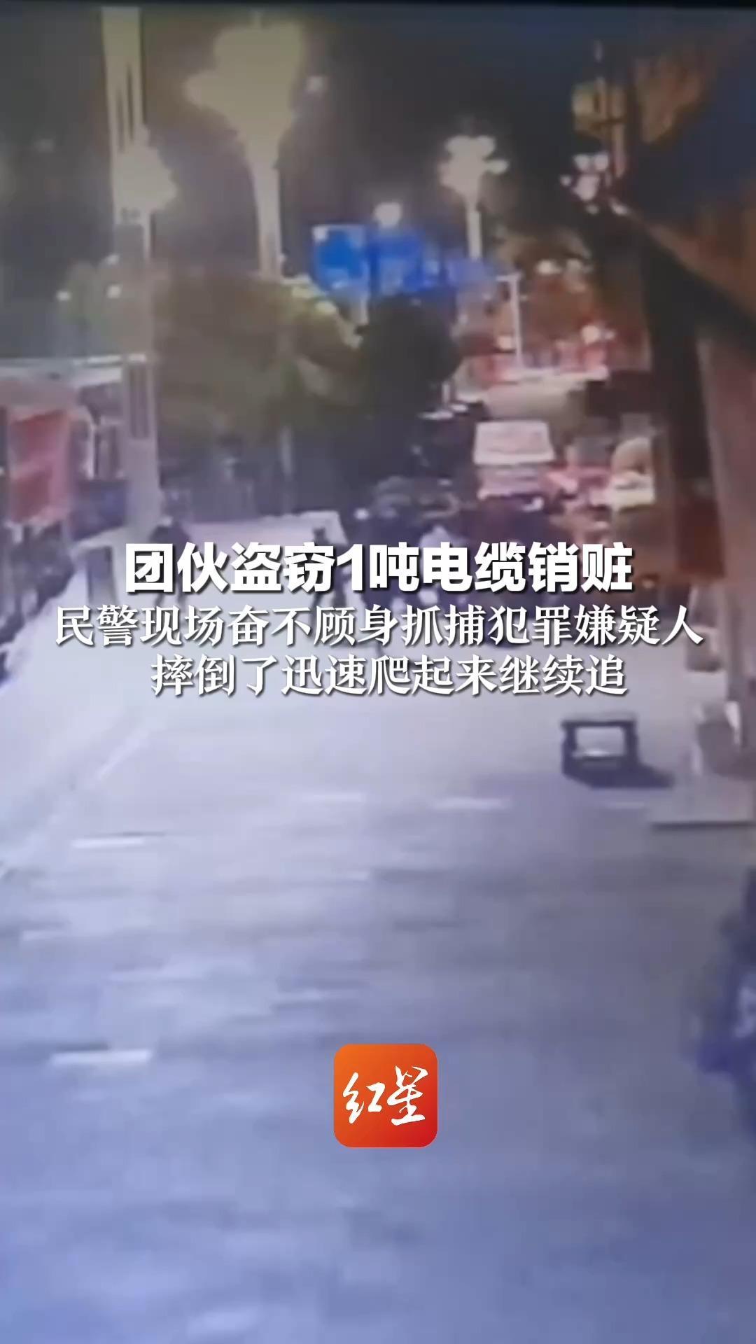 团伙盗窃1吨电缆销赃   民警现场奋不顾身抓捕犯罪嫌疑人  摔倒了迅速爬起来继续追