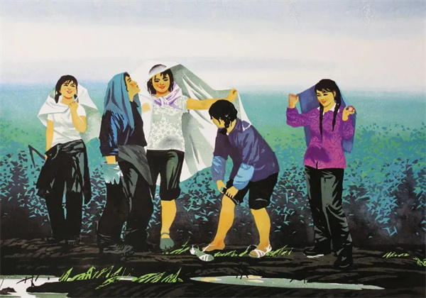赵占江《细雨》版画1984