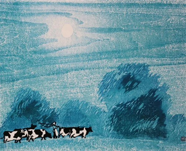 周胜华《月色》版画1984