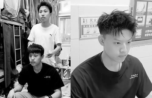 刘海宇理发的成果对比照片。（受访者刘海宇供图）