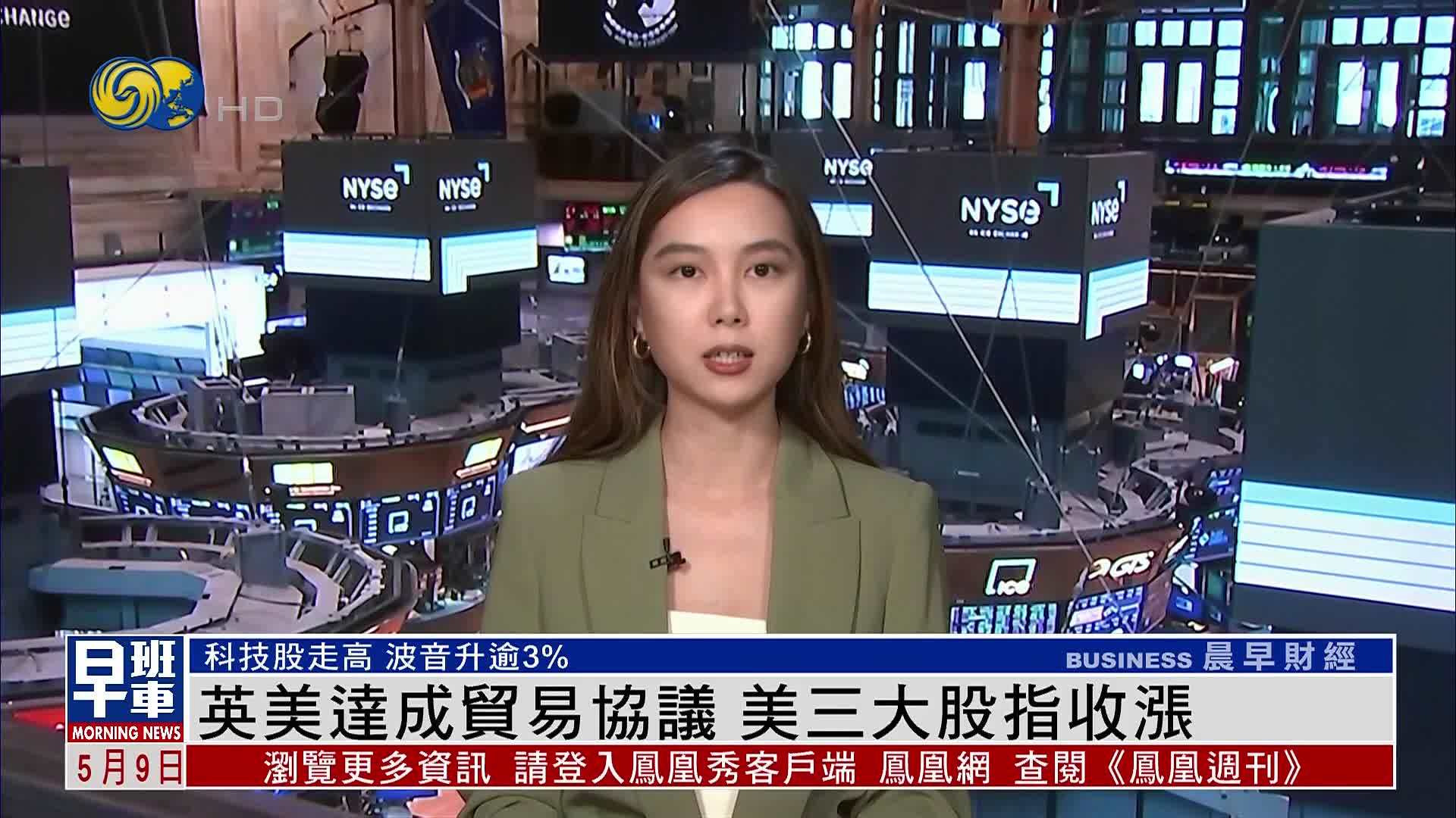 英美达成贸易协议 美三大股指收涨