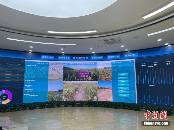 图片图为当地大数据平台实时监测太空育种试验田的数据指标。于海永摄