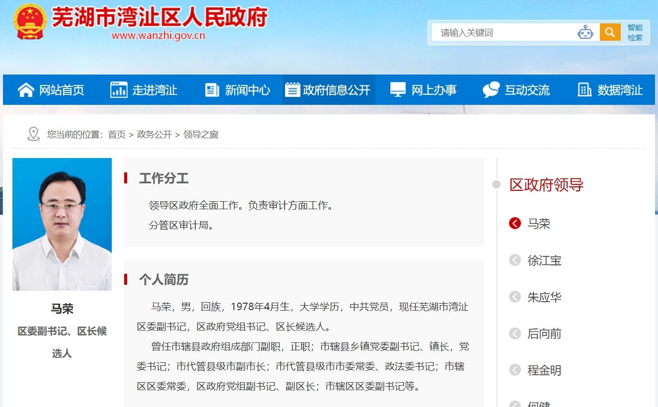 湾沚区政府网站截图