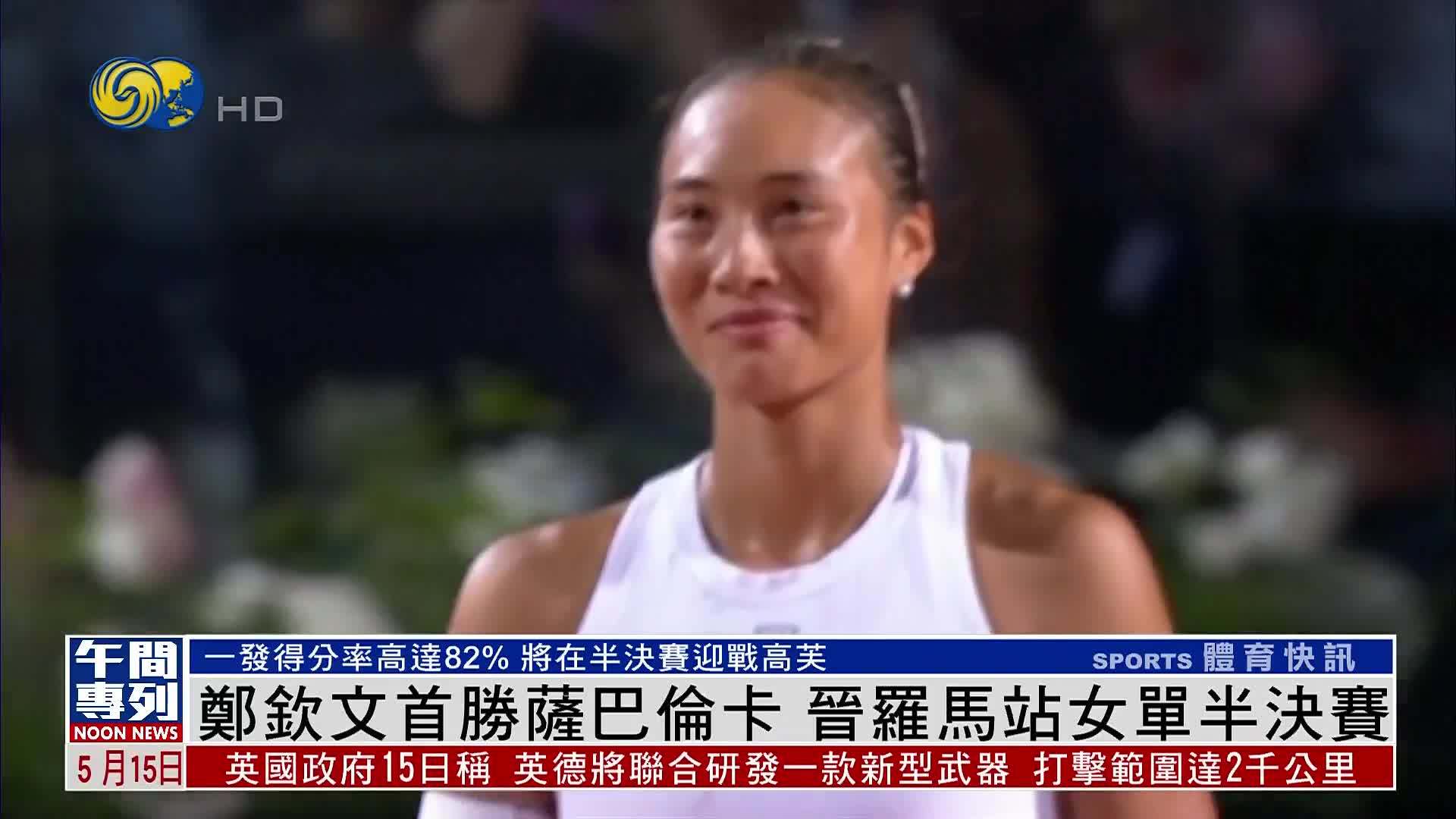 郑钦文首胜萨巴伦卡 晋级罗马站女单半决赛