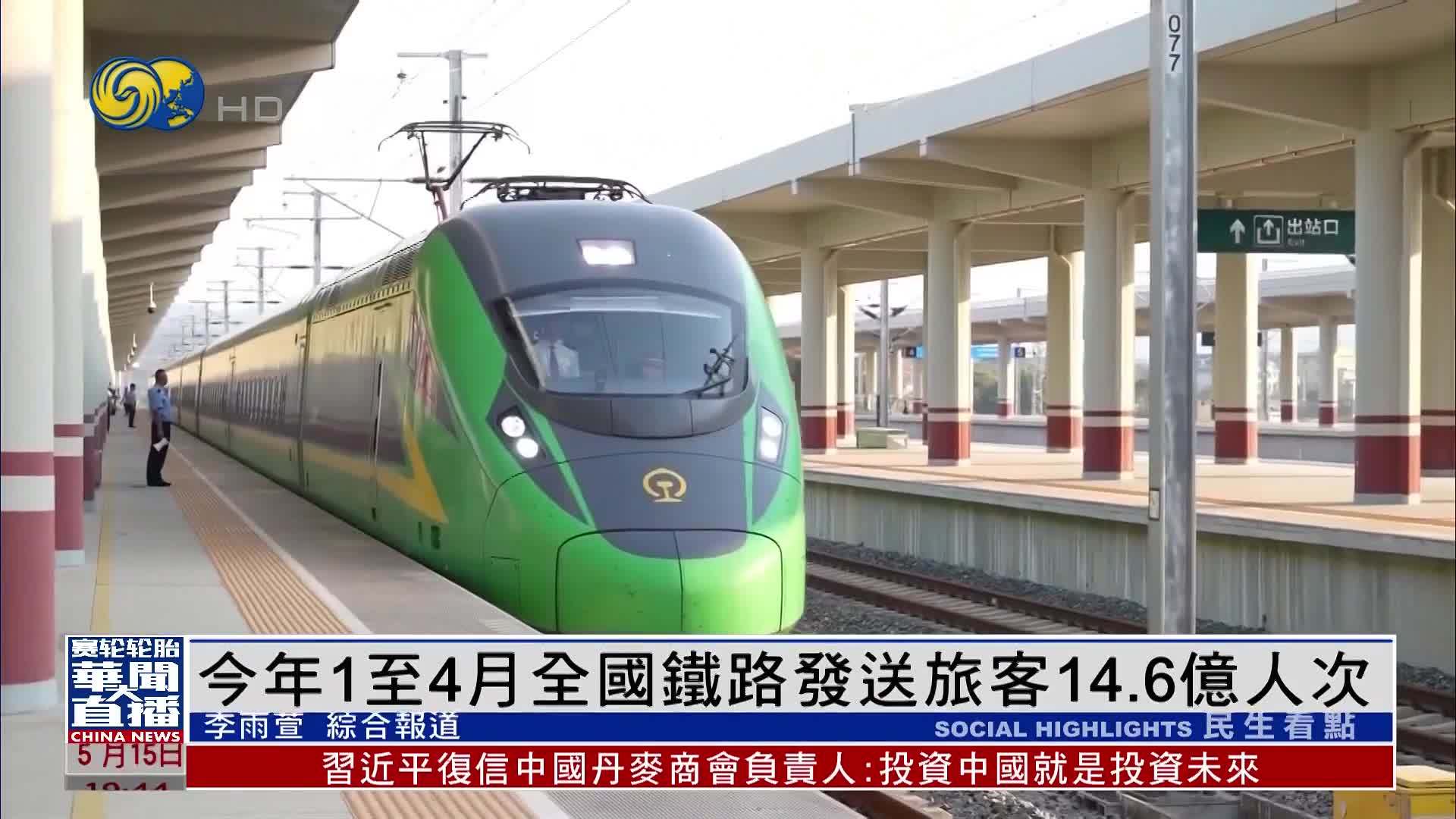 今年1至4月全国铁路发送旅客14.6亿人次