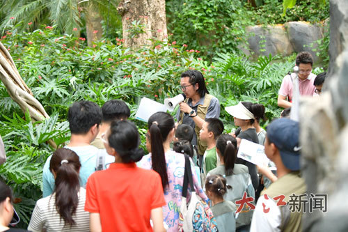 孩子们在听植物知识讲解