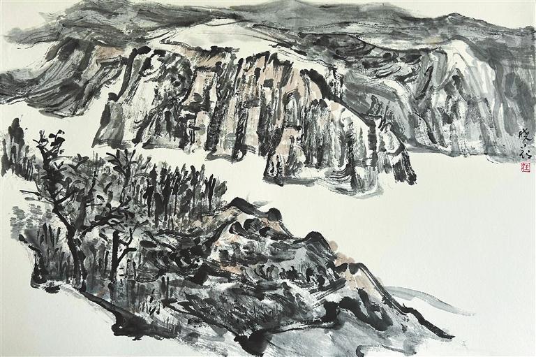 刘家峡写生　（中国画）　任晓花