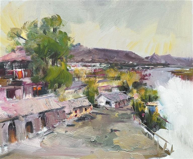 青城古镇　（油画）　胡少东