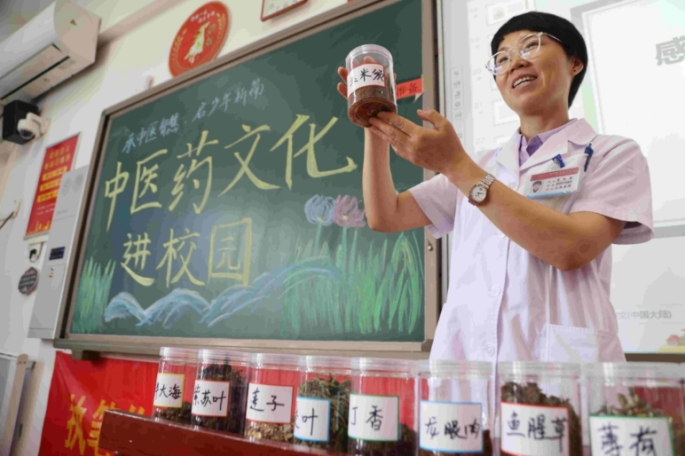 ◆近距离观察常见中药材标本。