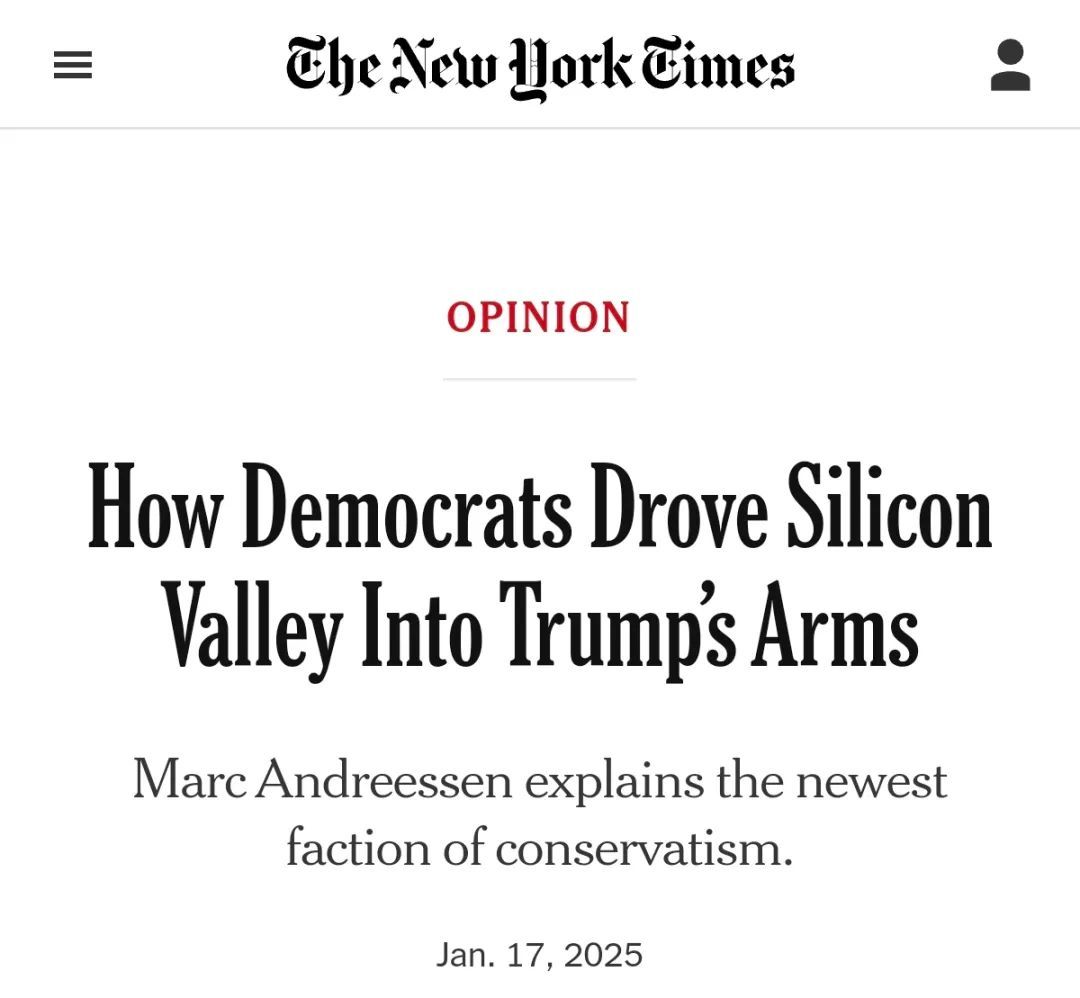 ▎ 观点：民主党如何将硅谷推向特朗普的怀抱。图源：NYT