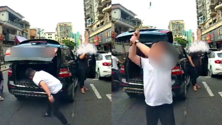 奔驰司机别停前车狂砸，还叫嚣“第一杆是奔着你头去的”，警方通报