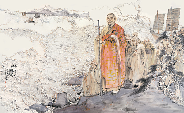 张永海作品《隐元禅师东渡图》
